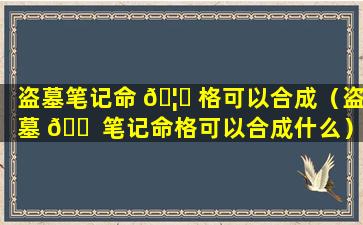 盗墓笔记命 🦋 格可以合成（盗墓 🐠 笔记命格可以合成什么）